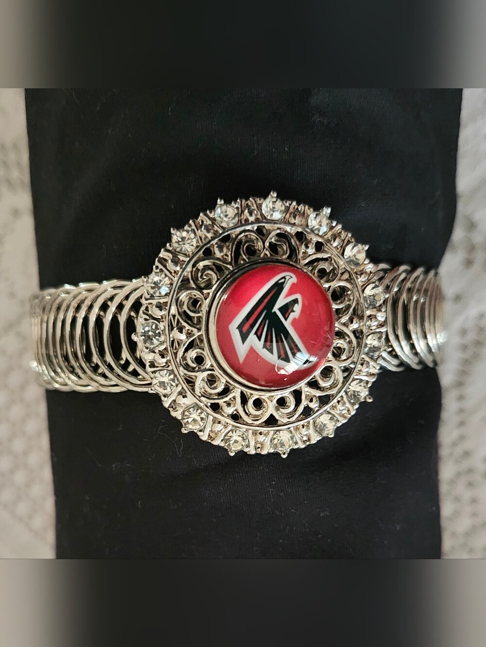 Atlanta Falcons Inspired Silver Stretch Bracelet